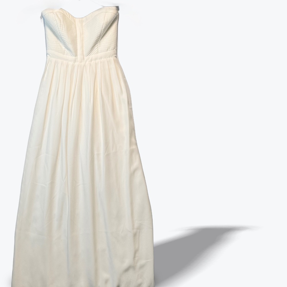 Parker Black Strapless Sweetheart Maxi Gown Smocked Back Cream Soft Girl Dress 0